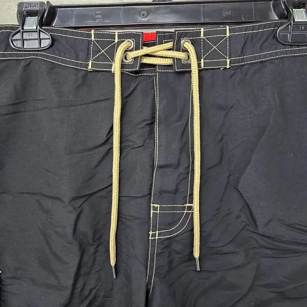 Polo Ralph Lauren Swim Shorts Mens Large Black Cargo Trunks Red Pony Logo Surf